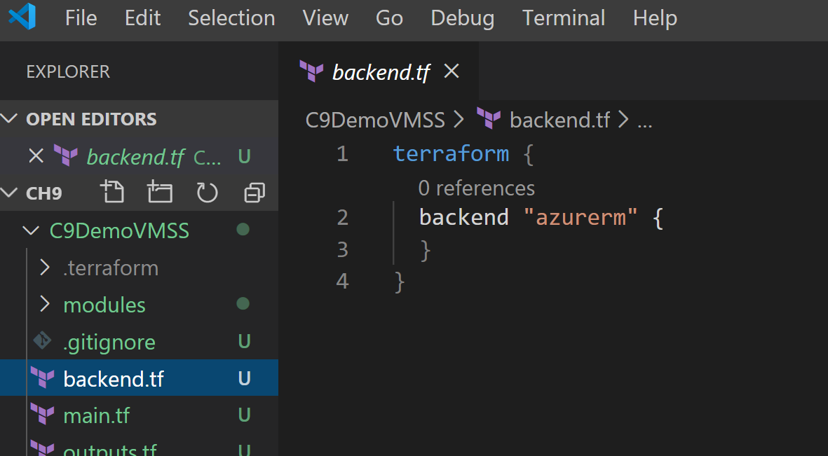 A screenshot of a cell phone screen with text
<p>Description automatically generated“ /></figure></p>
<p>The ‘backend.tf’ file is very simple for this demo:</p>
<figure><img loading=